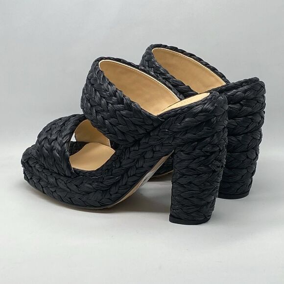 Bottega Veneta Trinity Weave Black Raffia Platform Sandals size 38 - Picture 9 of 13